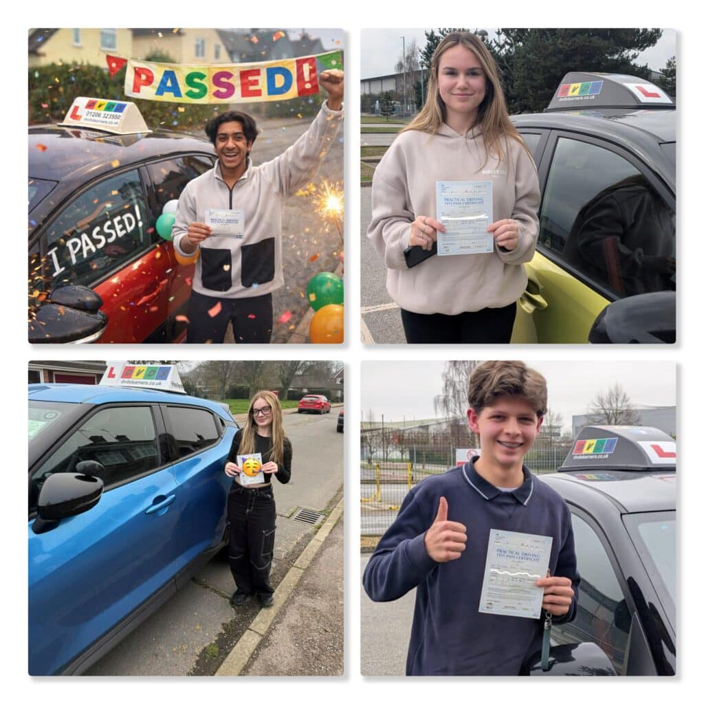 People who have passed their driving tests in Colchester, Clacton and Ipswich.