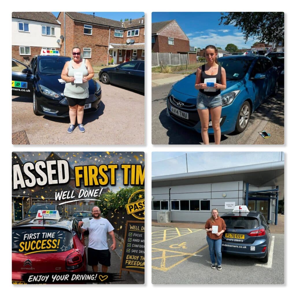 People who have passed their driving tests in Colchester, Clacton and Ipswich.