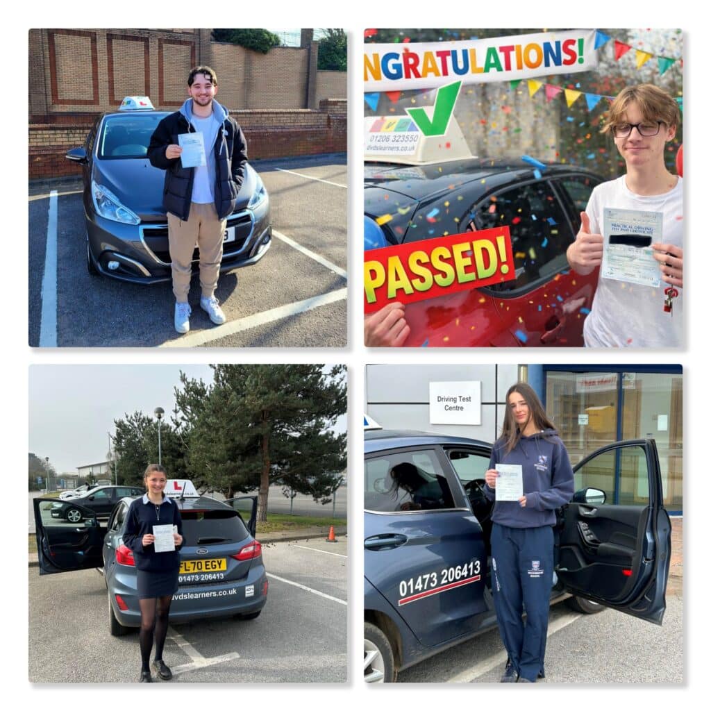 People who have passed their driving tests in Colchester, Clacton and Ipswich.