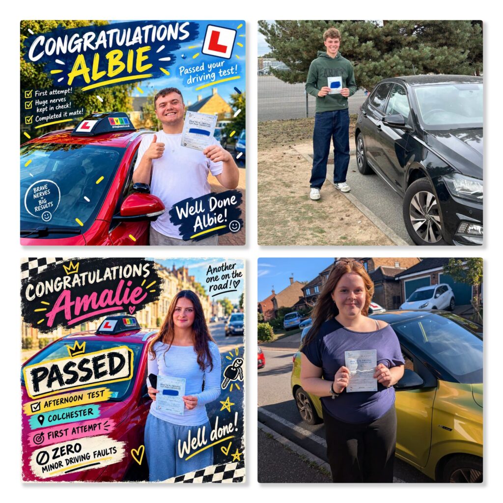 People who have passed their driving tests in Colchester, Clacton and Ipswich.